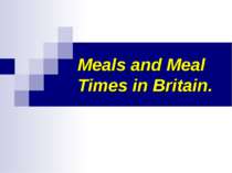 Meals and Meal Times in Britain