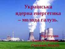 Українська ядерна енергетика – молода галузь економіки