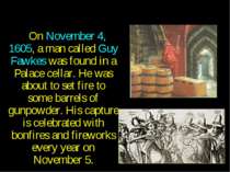 On November 4, 1605, a man called Guy Fawkes was found in a Palace cellar. He...