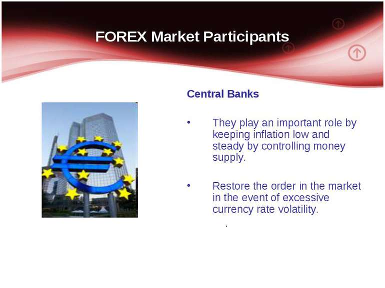 FOREX Market Participants Central Banks They play an important role by keepin...