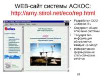 WEB-сайт системы АСКОС: http://arny.stirol.net/eco/rep.html Разработан ООО «С...