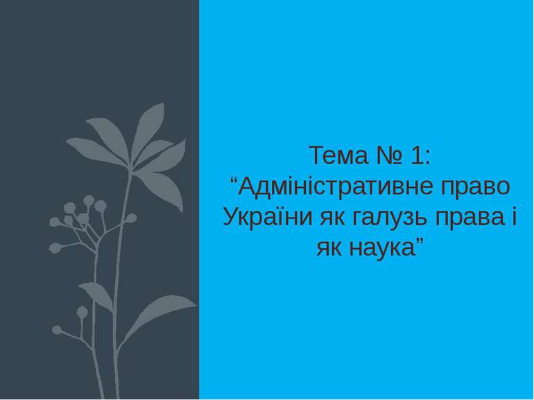 Тема № 1: “Адміністративне право України як галузь права і як наука”