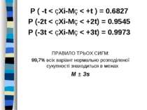 Р ( -t < çXi-Mç < +t ) = 0.6827 Р (-2t < çXi-Mç < +2t) = 0.9545 Р (-3t < çXi-...