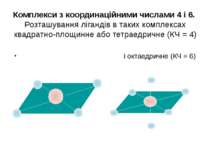 Комплекси з координаційними числами 4 і 6. Розташування лігандів в таких комп...