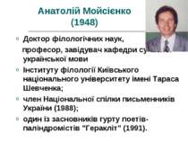 Анатолій Мойсієнко (1948) Доктор філологічних наук, професор, завідувач кафед...