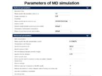 Parameters of MD simulation