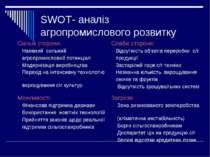 SWOT- аналіз агропромислового розвитку