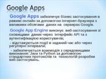 Google Apps забезпечує бізнес застосування в режимі онлайн за допомогою Інтер...