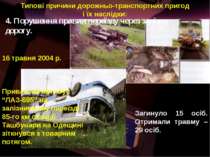 Загинуло 15 осіб. Отримали травму – 29 осіб. 16 травня 2004 р. Приватний авто...