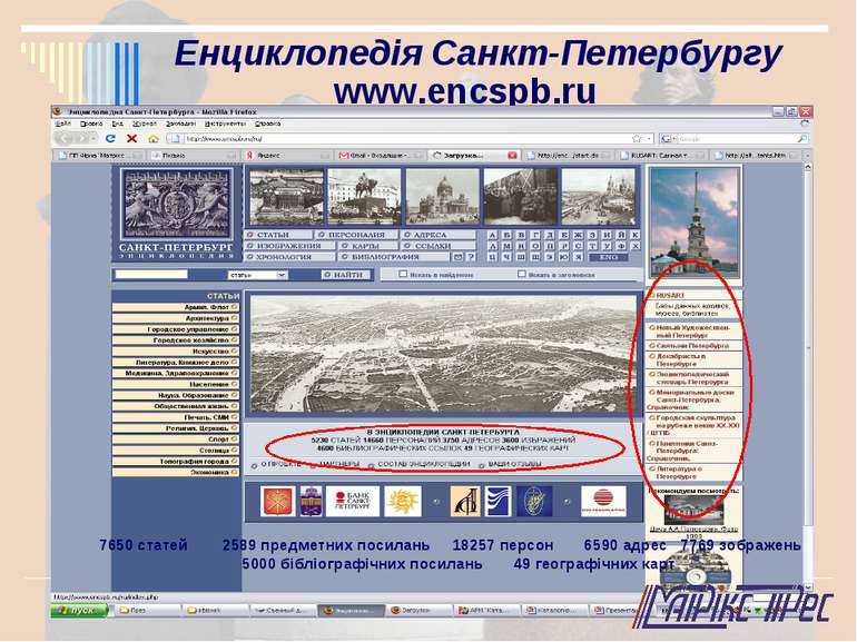www.encspb.ru Енциклопедія Санкт-Петербургу 7650 статей 2589 предметних посил...