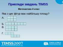 Приклади завдань TIMSS Математика 4 клас: Яка з цих фігур має найбільшу площу...