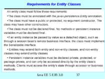 Requirements for Entity Classes An entity class must follow these requirement...