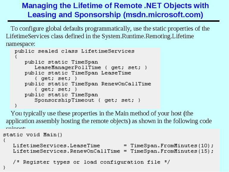 Managing the Lifetime of Remote .NET Objects with Leasing and Sponsorship (ms...