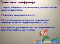 Граматична трансформація 1.Записати визначення лінгвістичних понять, замінивш...