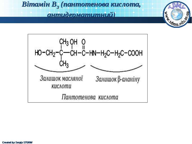 Вітамін В3 (пантотенова кислота, антидерматитний) Created by Sergiy STORM