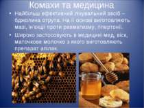 Комахи та медицина Найбільш ефективний лікувальний засіб – бджолина отрута. Н...