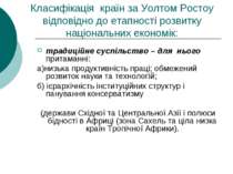 Класифікація країн за Уолтом Ростоу відповідно до етапності розвитку націонал...