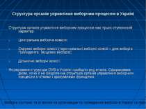 Структура органів управління виборчим процесом в Україні Структура органів уп...