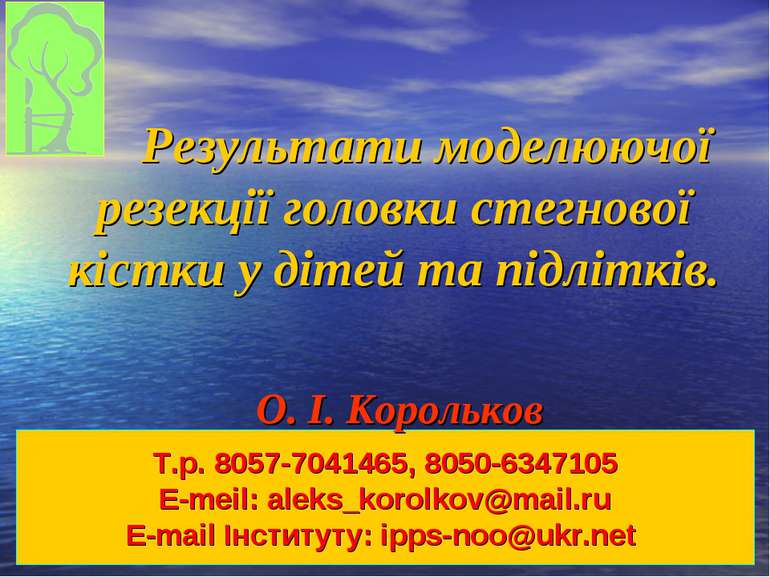 Т.р. 8057-7041465, 8050-6347105 E-meil: aleks_korolkov@mail.ru E-mail Інститу...