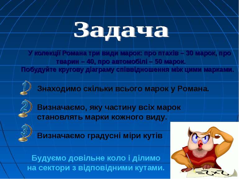 Знаходимо скільки всього марок у Романа. Визначаємо градусні міри кутів Визна...