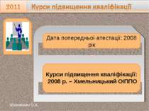 Дата попередньої атестації: 2008 рік Курси підвищення кваліфікації: 2008 р. –...
