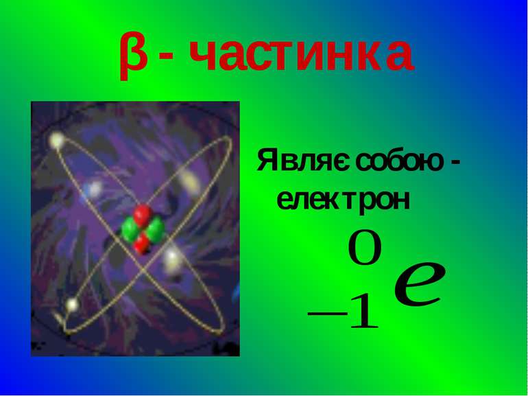 β - частинка Являє собою - електрон
