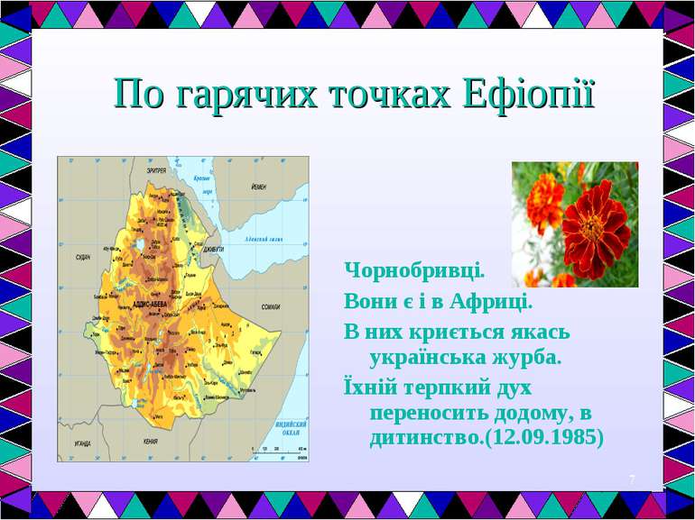 * По гарячих точках Ефіопії Чорнобривці. Вони є і в Африці. В них криється як...