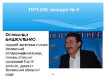 * ТОП-100, позиція № 4 Олександр БАШКАЛЕНКО, перший заступник голови Волинськ...