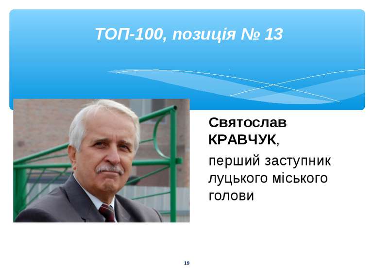 * ТОП-100, позиція № 13 Святослав КРАВЧУК, перший заступник луцького міського...