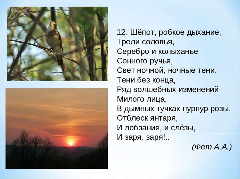 12. Шёпот, робкое дыхание, Трели соловья, Серебро и колыханье Сонного ручья, ...