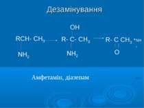 Дезамінування RCH- CH3 NH2 R- C- CH3 NH2 OH R- C CH3 O + NH3 Амфетамін, діазепам