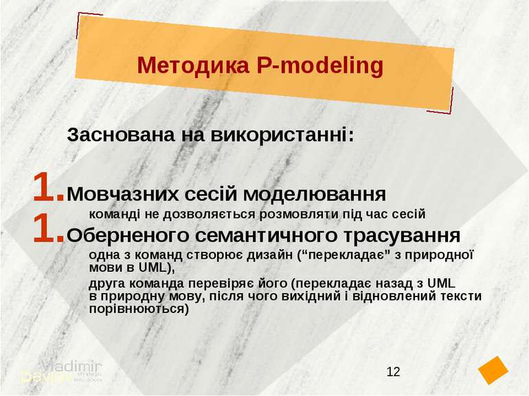 Методика P-modeling Заснована на використанні: Мовчазних сесій моделювання ко...