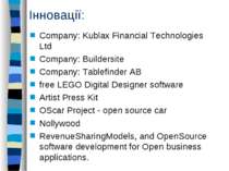 Інновації: Company: Kublax Financial Technologies Ltd Company: Buildersite Co...