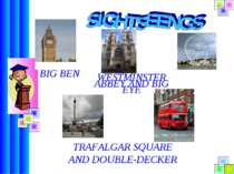 BIG BEN WESTMINSTER ABBEY AND BIG EYE TRAFALGAR SQUARE AND DOUBLE-DECKER