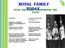 ROYAL FAMILY TODAY... STUDY THE TABLE AND COMPARE THE FACTS In Britain… In ot...