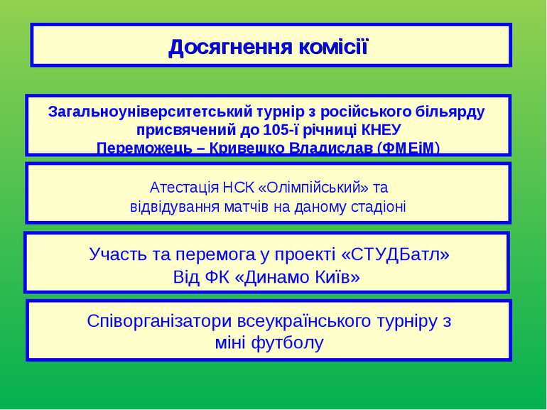 Досягнення комісії Загальноуніверситетський турнір з російського більярду при...