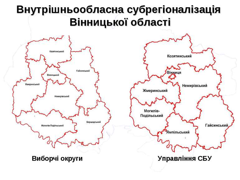 Внутрішньообласна субрегіоналізація Вінницької області