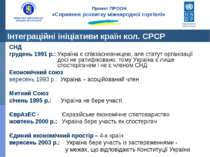 Інтеграційні ініціативи країн кол. СРСР СНД грудень 1991 р.: Україна є співза...