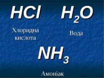 H2O Вода NH3 Амоніак HСl Хлоридна кислота