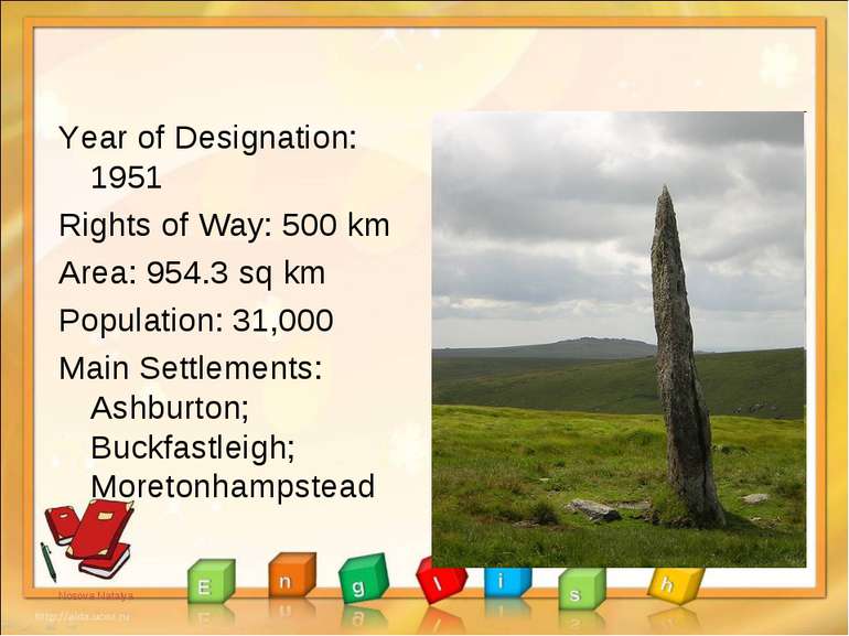 Year of Designation: 1951 Rights of Way: 500 km Area: 954.3 sq km Population:...
