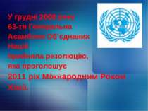 У грудні 2008 року 63-тя Генеральна Асамблея Об’єднаних Націй прийняла резолю...