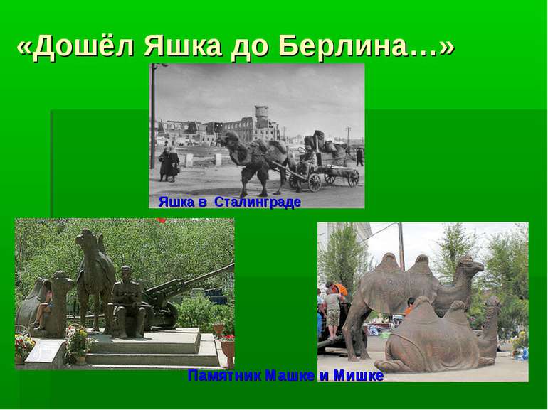 «Дошёл Яшка до Берлина…» Памятник Машке и Мишке Яшка в Сталинграде