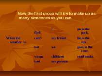 Now the first group will try to make up as many sentences as you can. find I ...