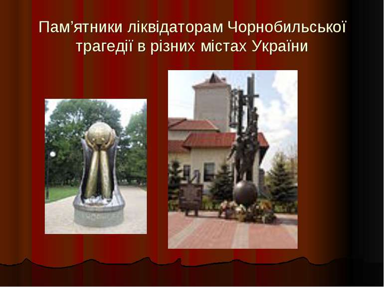 Пам’ятники ліквідаторам Чорнобильської трагедії в різних містах України