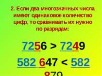 2. Если два многозначных числа имеют одинаковое количество цифр, то сравниват...