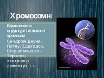Хромосомні Відхилення в структурі і кількості хромосом Синдром Дауна, Патау, ...