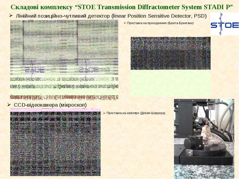 Складові комплексу “STOE Transmission Diffractometer System STADI P” Лінійний...