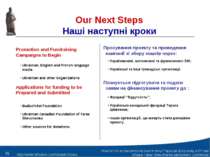 Our Next Steps Наші наступні кроки Promotion and Fundraising Campaigns to Beg...