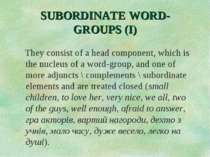 SUBORDINATE WORD-GROUPS (I) They consist of a head component, which is the nu...