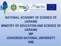 NATIONAL ACADEMY OF SCIENCE OF UKRAINE MINISTRY OF EDUCATION AND SCIENCE OF U...